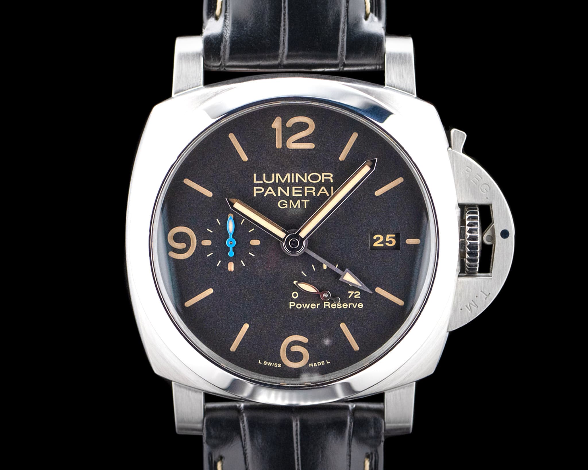 Panerai PAM01321 Luminor 1950 3 Days GMT Power Reserve SS Black Dial