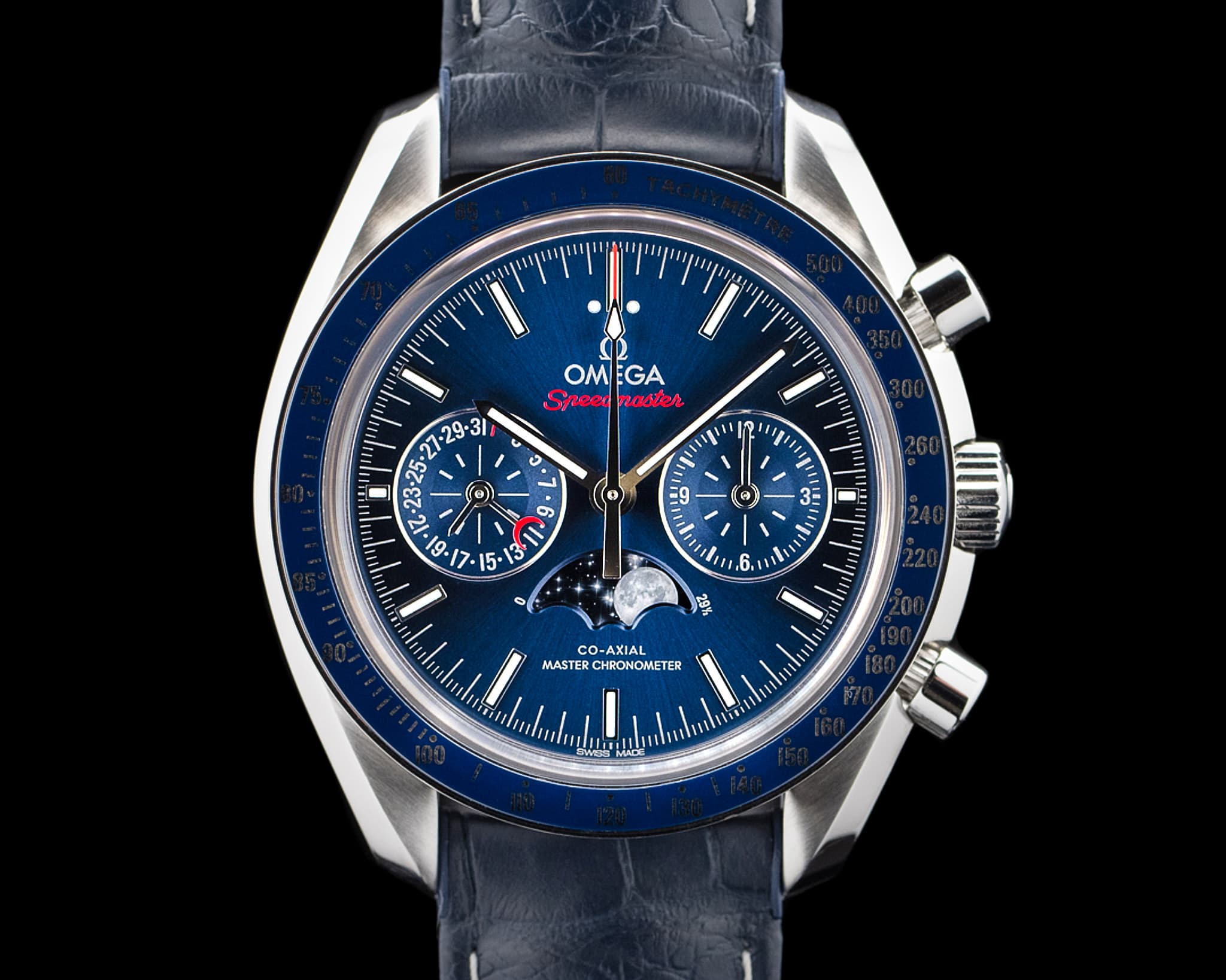 Omega Speedmaster Moonphase SS Blue Dial