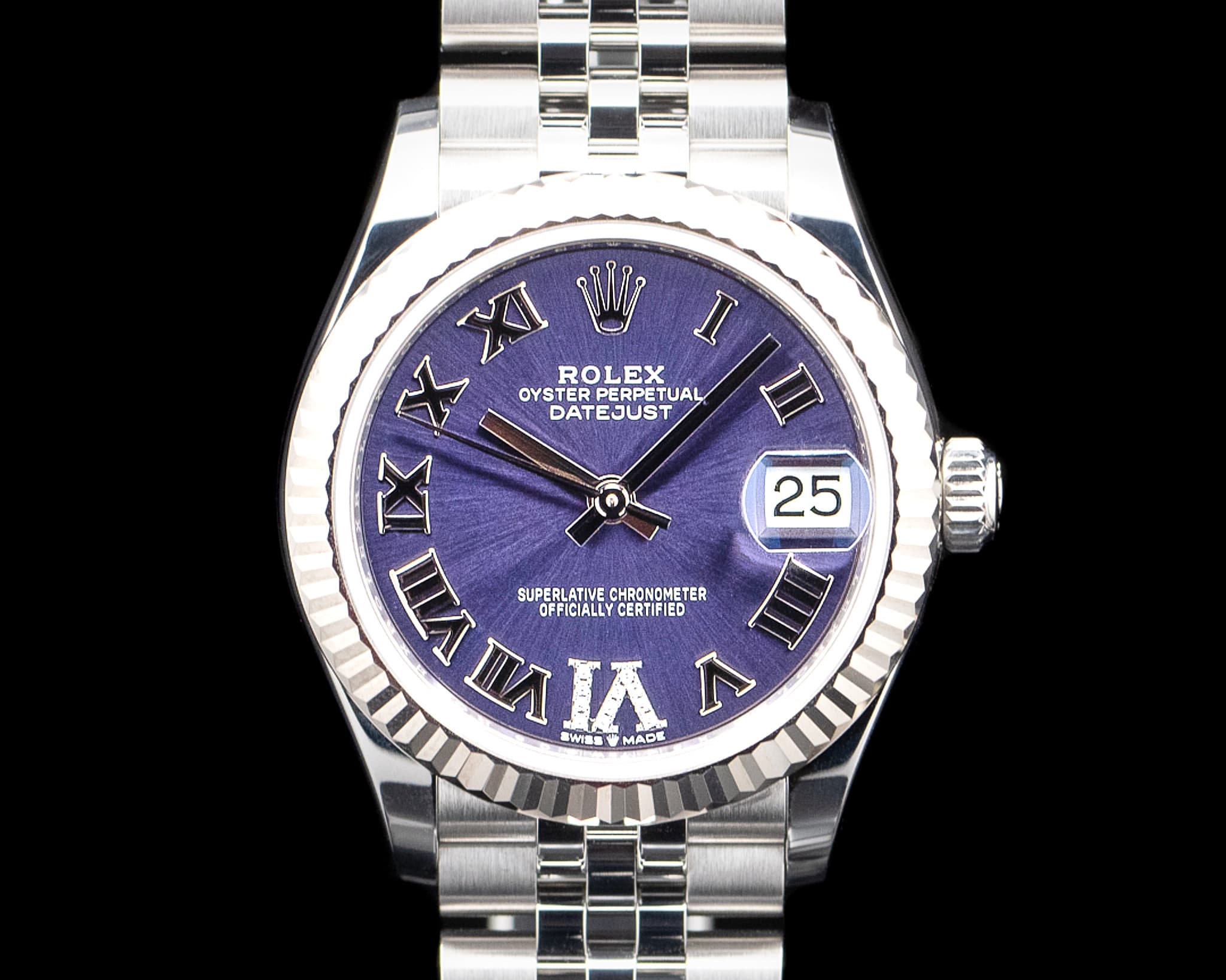 Rolex 278274 Datejust 31 Jubilee SS Purple Roman "Diamond VI" Dial