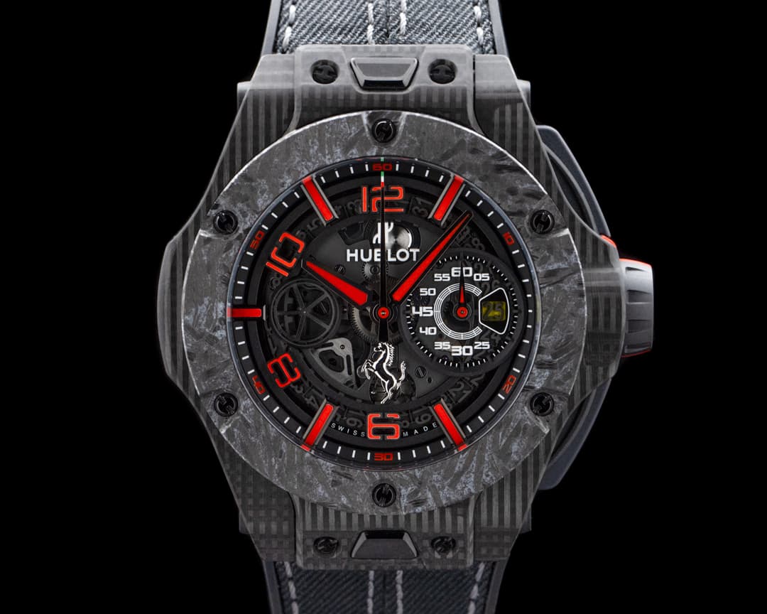 Hublot Big Bang Scuderia Ferrari 90th Anniversary Carbon Skeleton Dial LIMITED