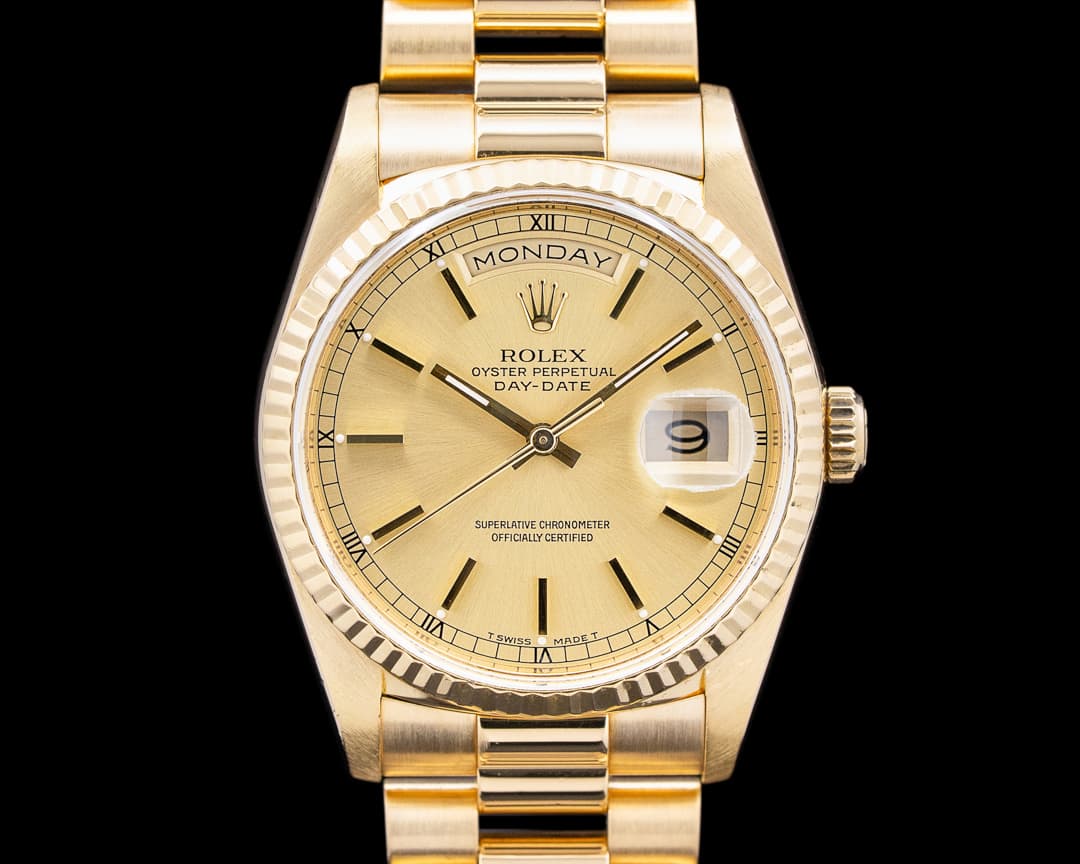 Rolex 18238 Day Date President 18K Yellow Gold Champagne Dial Circa. 1990