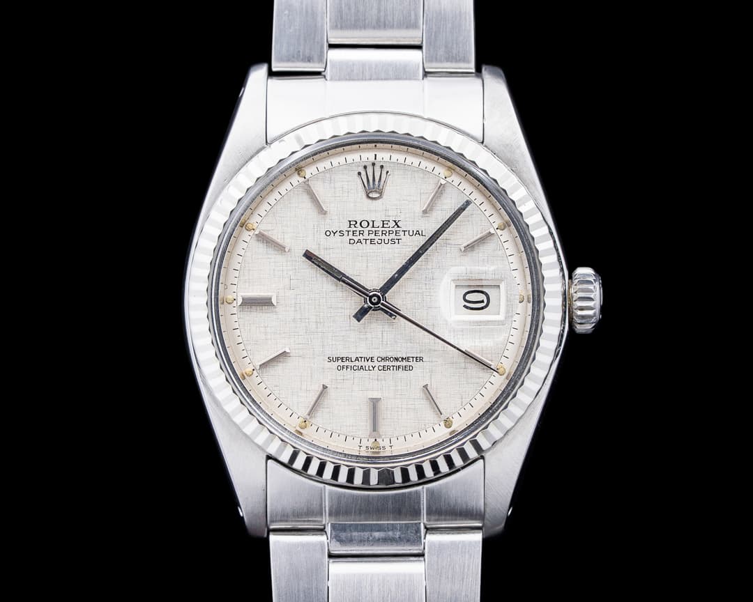 Rolex 1601 Datejust SS Silver Linen Dial Circa. 1973