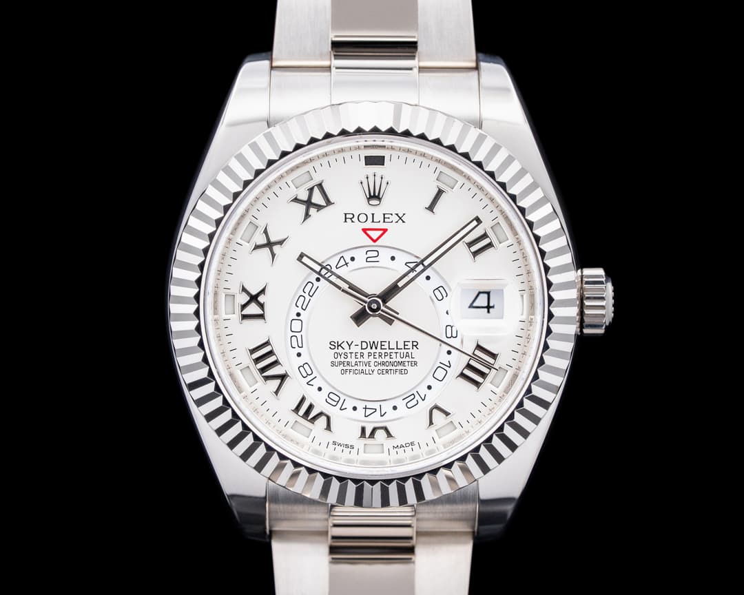 Image of Rolex 326939 Sky Dweller 18K White Gold Silver Roman Dial