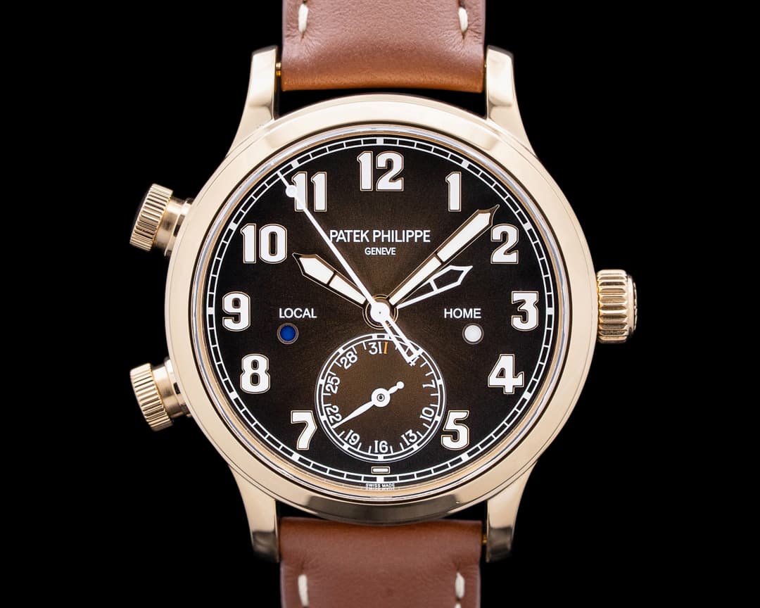 Patek Philippe 7234R Calatrava Pilot Travel Time 18K Rose Gold Brown Dial
