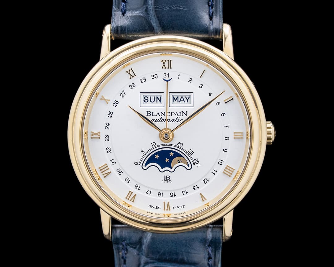 Image of Blancpain 6595 Villeret Complete Calendar Moonphase 18K YG White Dial
