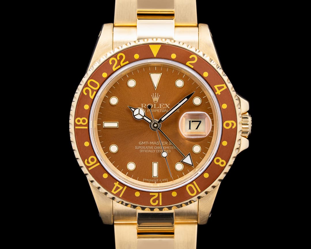 Rolex 16718 GMT Master II Root Beer 18K Yellow Gold Brown Dial Circa. 1999
