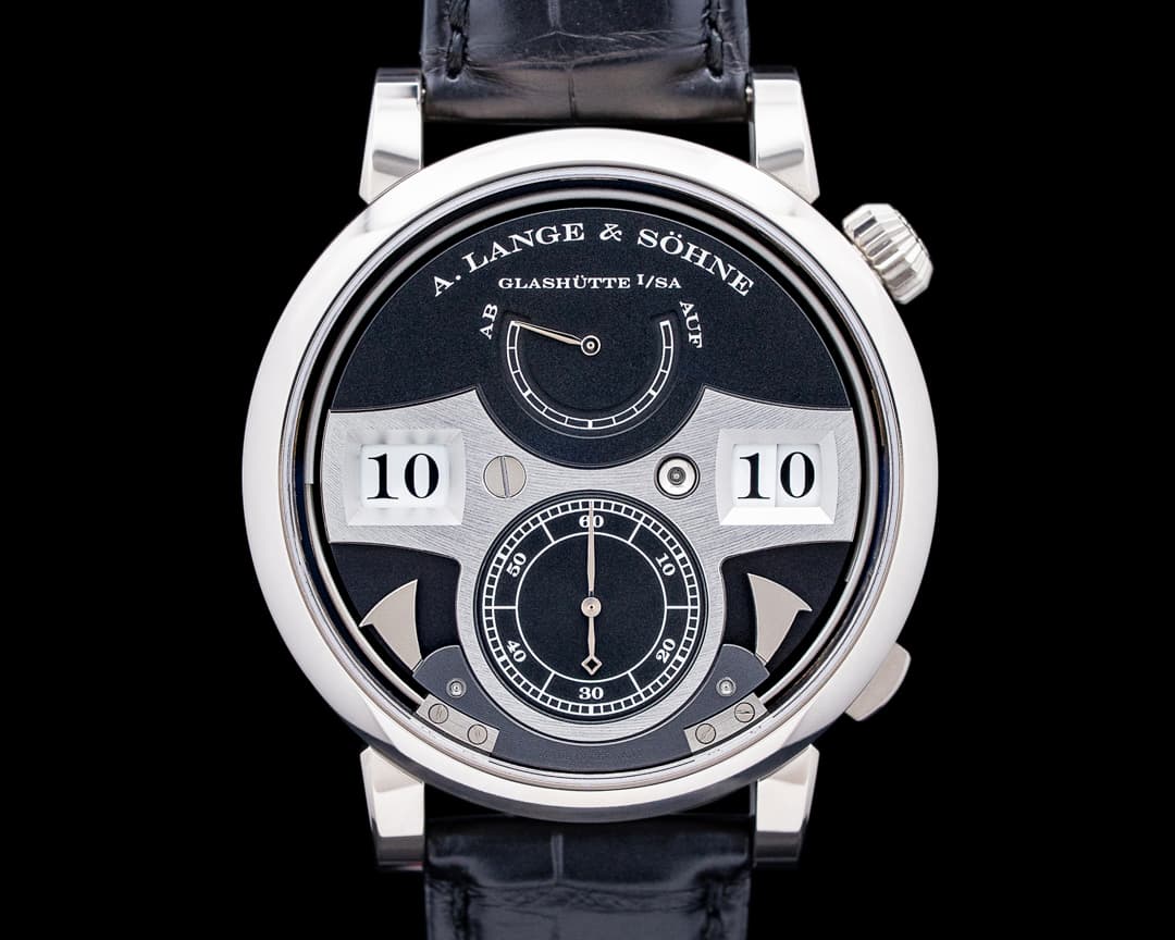 A. Lange and Sohne 145.029F Zeitwerk Striking Time 18K White Gold Black Dial