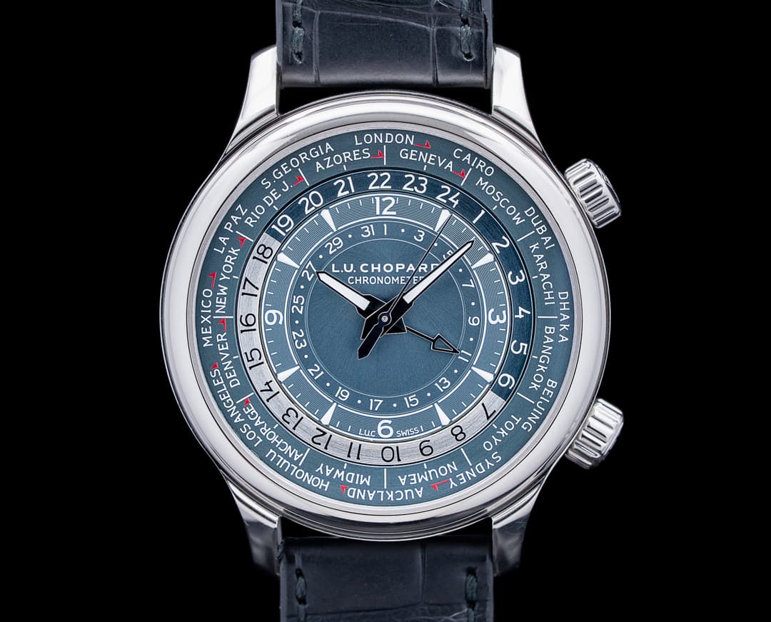 Chopard 161942-9001 L.U.C Time Traveler One Platinum Grey-Blue Dial