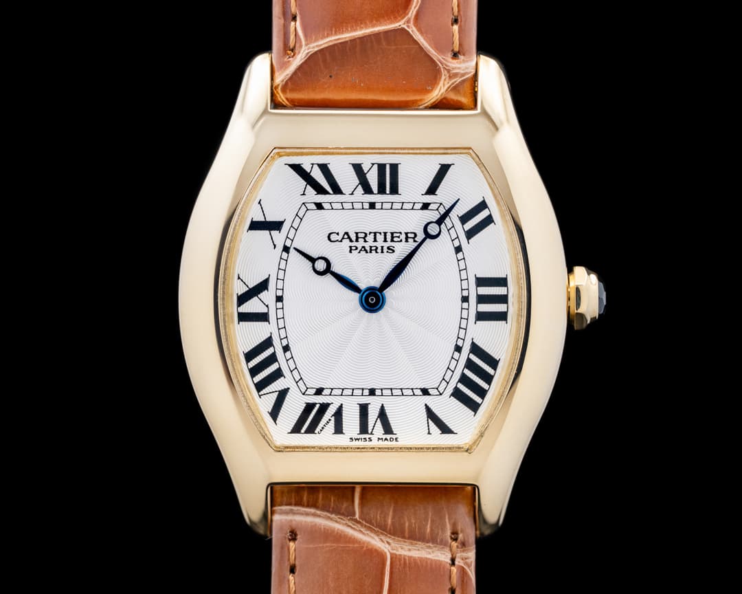 Cartier 2496C Tortue CPCP 18K Yellow Gold Silver Dial