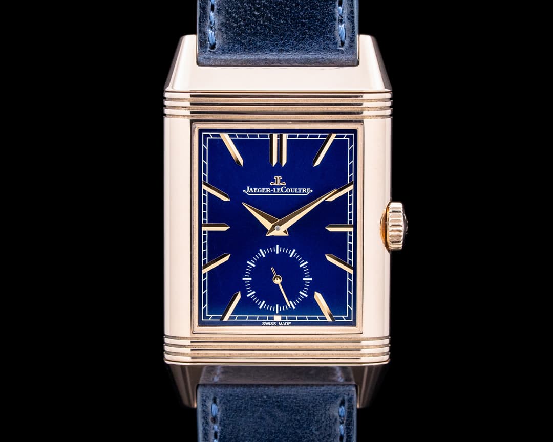 Jaeger LeCoultre Q3982590 Reverso Tribute Duoface Small Seconds 18K Rose Gold Blue Dial