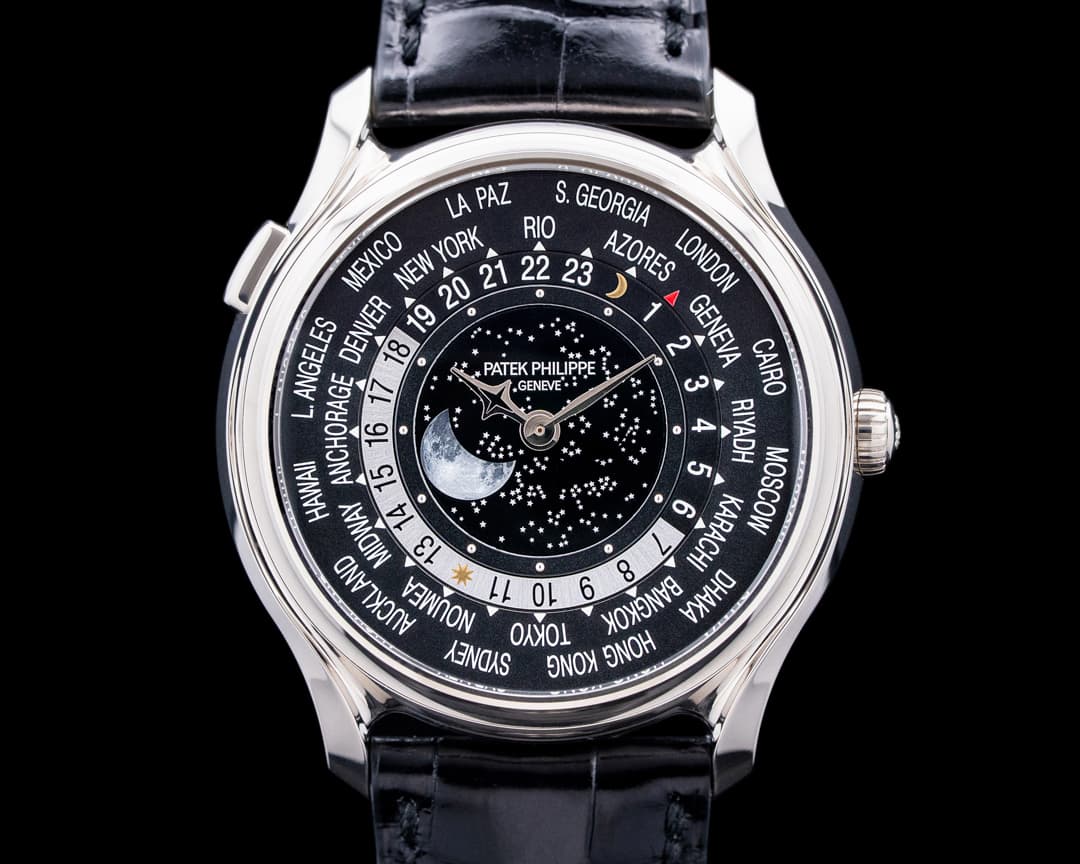 Patek Philippe 5575G  175th Anniversary World Time Moonphase 18K White Gold  Black Dial