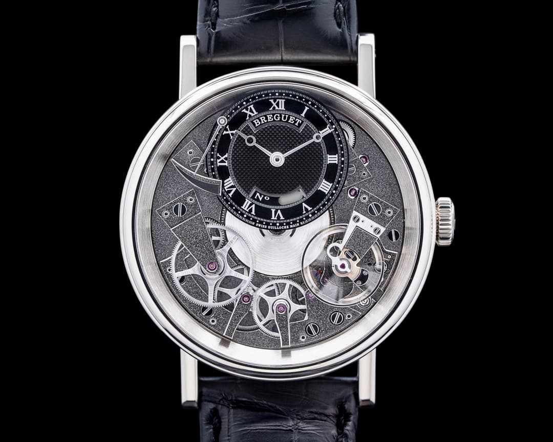Breguet 7057BB Tradition 18K White Gold Black Off-Centered Skeleton Dial