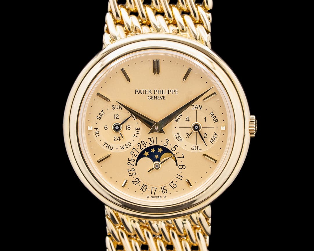 Image of Patek Philippe 3945/001 Perpetual Calendar 18K Yellow Gold DORE Dial RARE