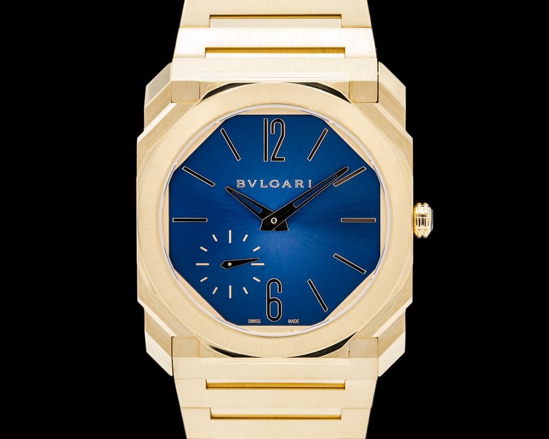 Image of Bulgari 103812 Octo Finissimo Extra Thin 18K Yellow Gold Blue Dial