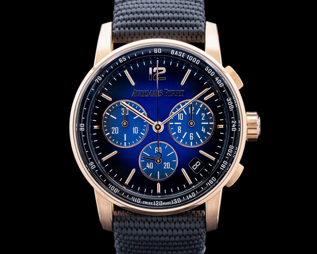Audemars Piguet 26393OR Code 11.59 Chronograph 18K Rose Gold Blue Dial