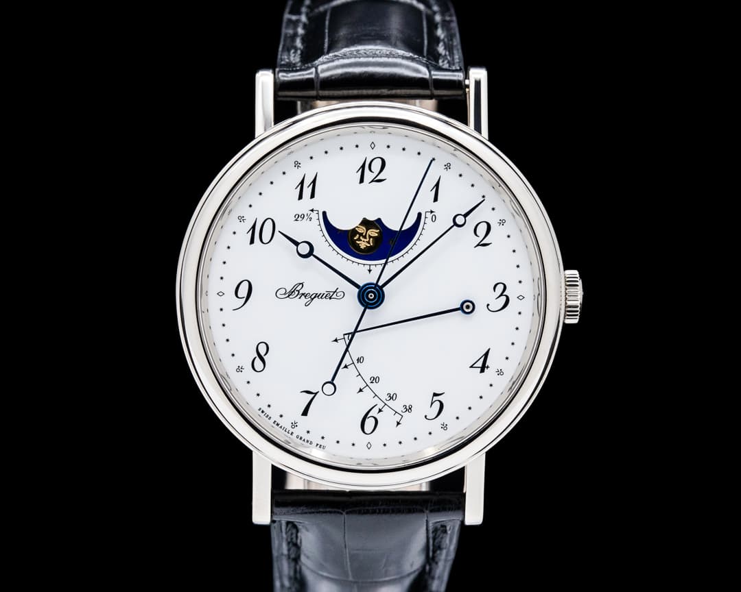 Breguet 7787BB Classique Moonphase 18K White Gold Enamel Dial