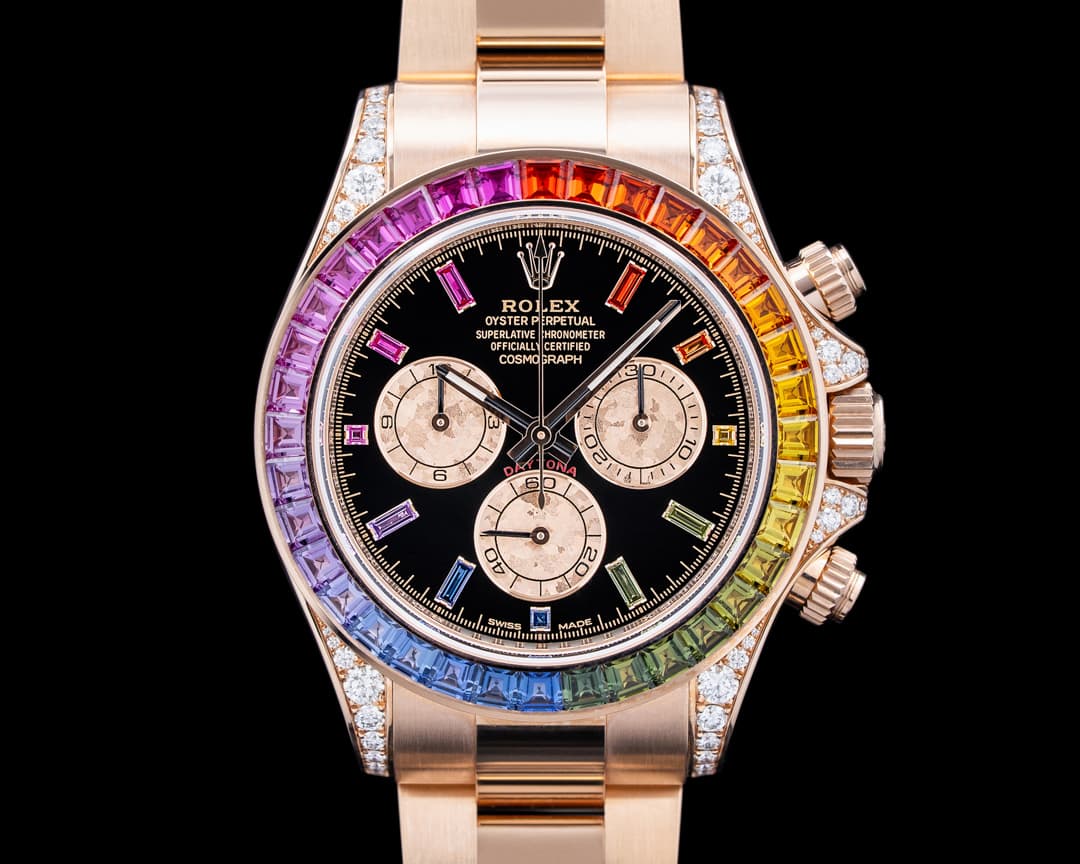 Rolex 116595RBOW Daytona Rainbow 18K Rose Gold Black Dial 2021 UNWORN