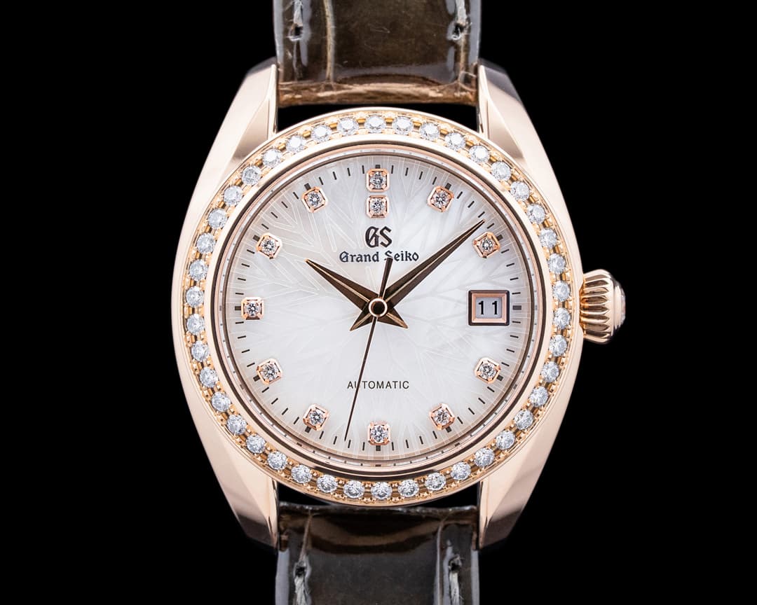 Grand Seiko STGK006 Heritage Collection 18K Rose Gold Diamond Bezel White Dial