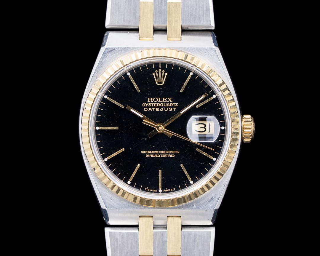 Image of Rolex 17013 Oysterquartz Datejust SS / 18K YG Black Dial