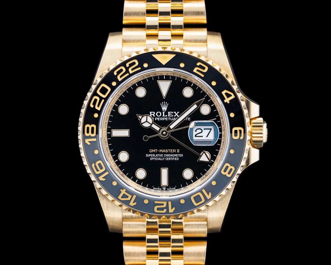Rolex 126718GRNR GMT-Master II 18K Yellow Gold Black Dial