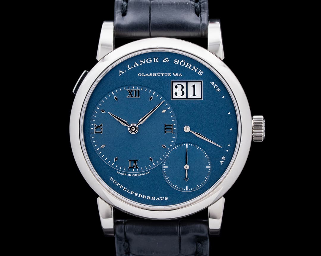 A. Lange and Sohne 191.028 Lange 1 18K White Gold Blue Dial DISCONTINUED RARE