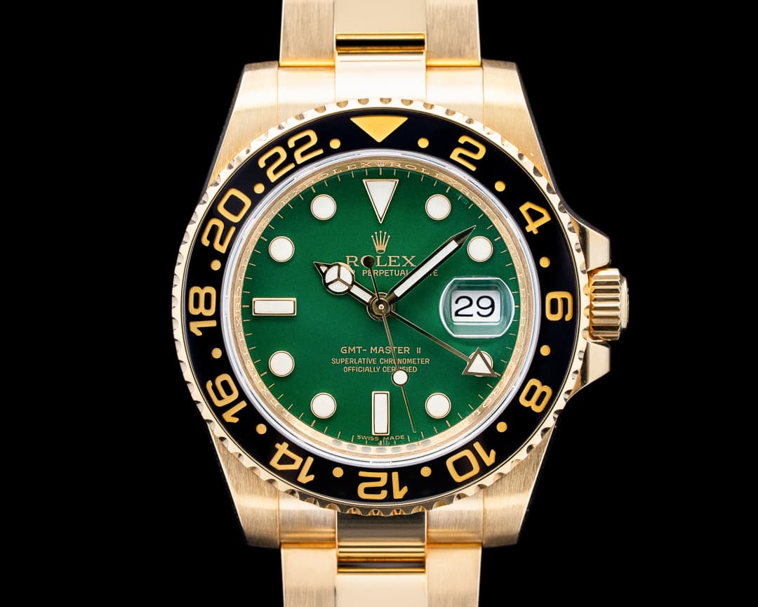 Rolex 116718LN GMT-Master II 18K Yellow Gold Green Dial Circa. 2005