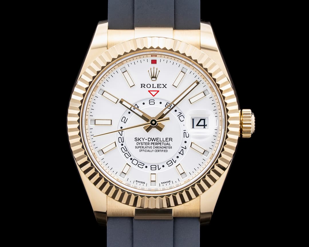 Rolex 326238 Sky Dweller 18K Yellow Gold Silver Dial