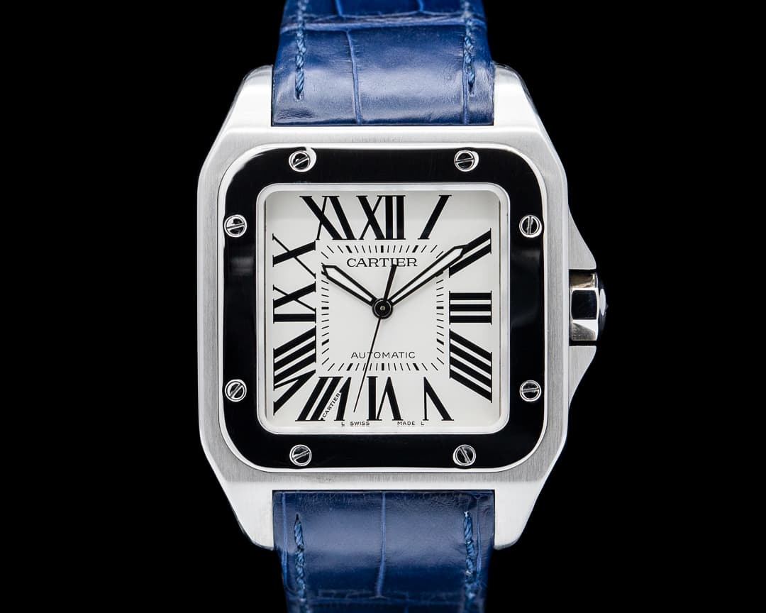 Image of Cartier W20073X8 Santos 100 XL SS Silver Dial