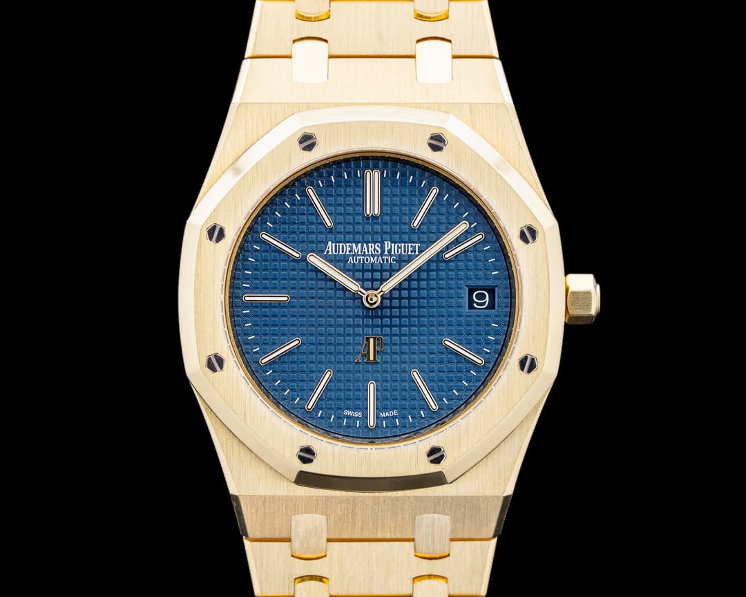 Audemars Piguet 15202BA Royal Oak Jumbo Extra Thin 18K Yellow Gold Blue Dial
