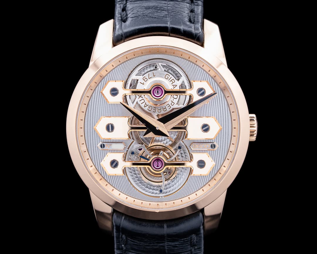 Girard Perregaux Tourbillon with Three Golden Bridges 18K Rose Gold Silver Dial