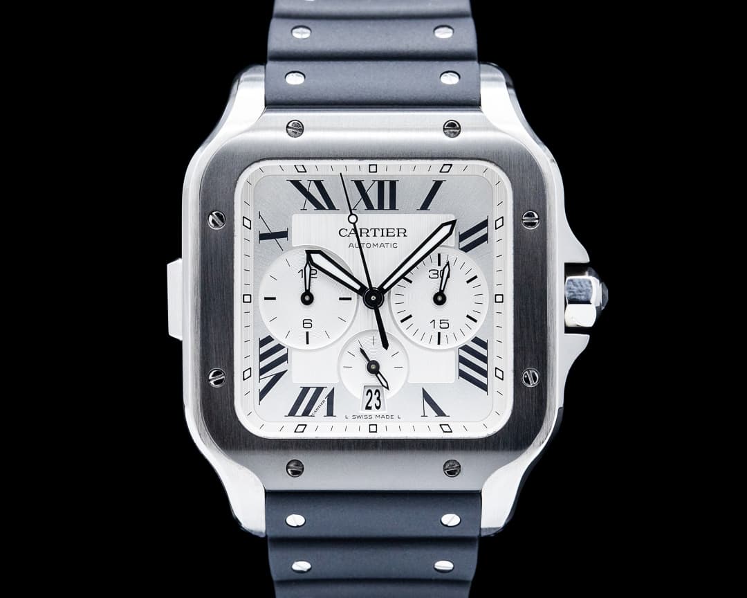 Cartier WSSA0017 Santos de Cartier Chronograph SS Silver Dial