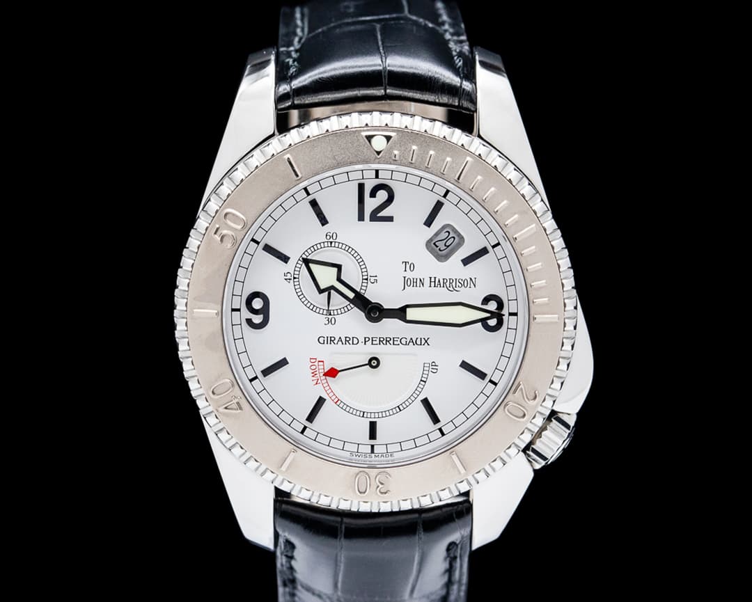 Girard Perregaux Sea Hawk II John Harrison SS / 18K White Gold Bezel White Dial