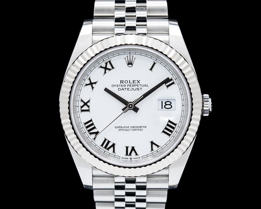 Rolex 126334 Datejust 41 SS / 18K White Gold Bezel White Dial