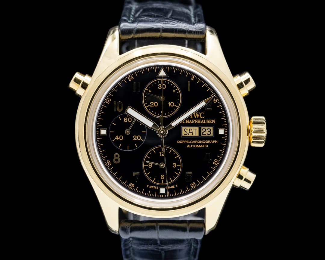 Image of IWC IW3713-13 Pilot Doppelchronograph 18K Yellow Gold Black Dial