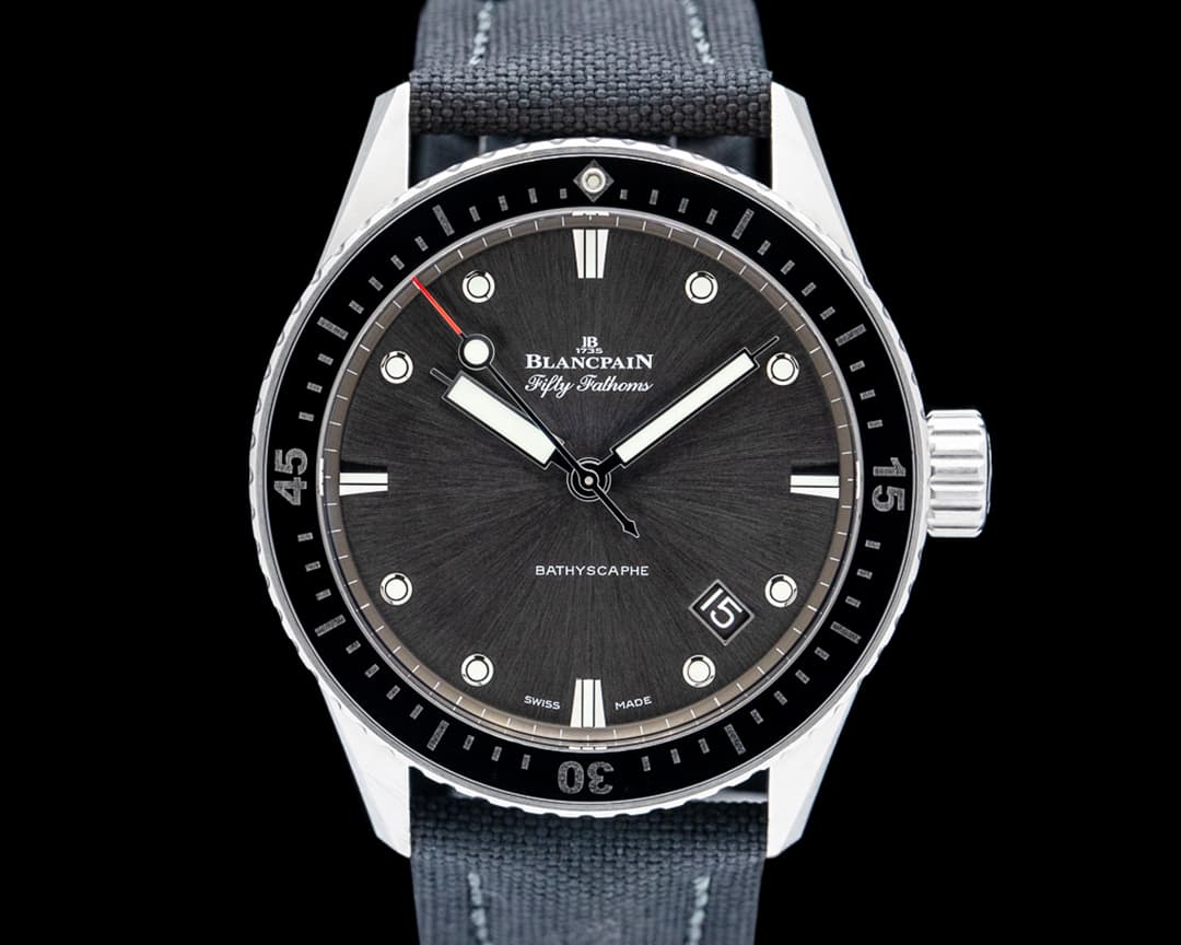 Image of Blancpain Fifty Fathoms Bathyscaphe SS Meteor Grey Sunburst Dial