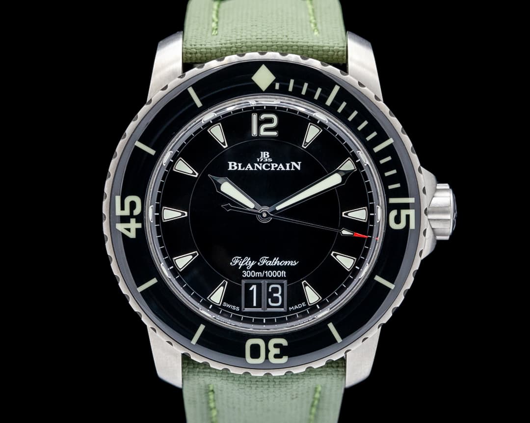 Image of Blancpain 5050 Fifty Fathoms Grande Date Titanium Black Dial