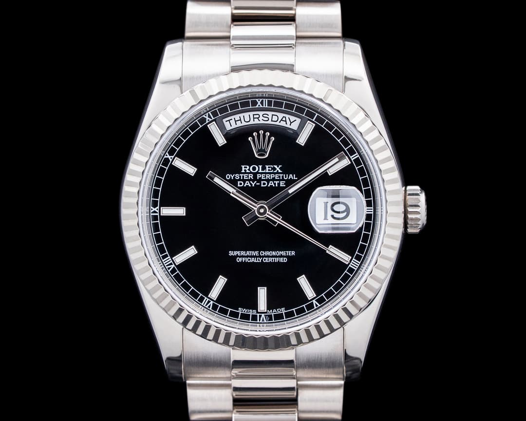 Rolex 118239 Day Date President 18K White Gold Black Dial