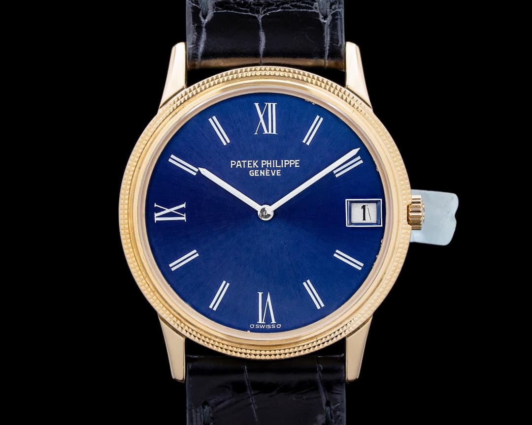 Patek Philippe 3602J Calatrava 18K Yellow Gold Blue Dial