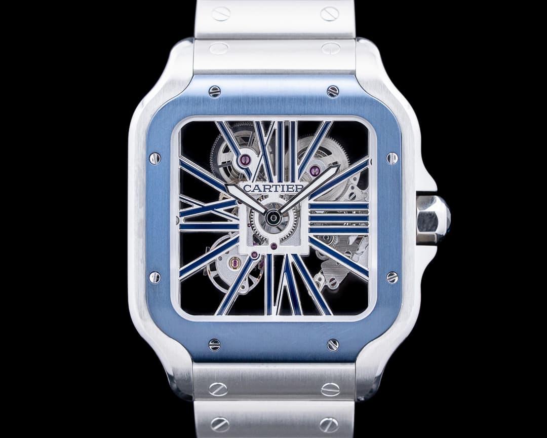 Cartier WHSA0026 Santos de Cartier SS Skeleton Dial