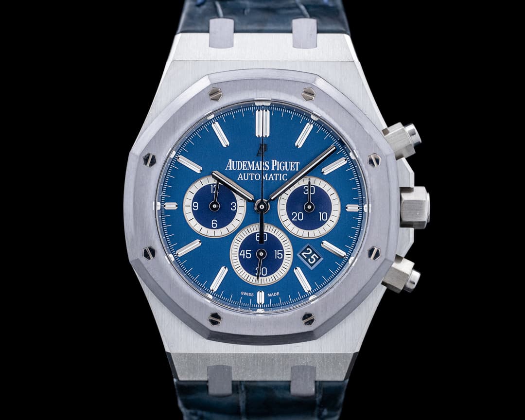 Image of Audemars Piguet 26325PL Royal Oak Chronograph Leo Messi Platinum Blue Dial LIMITED