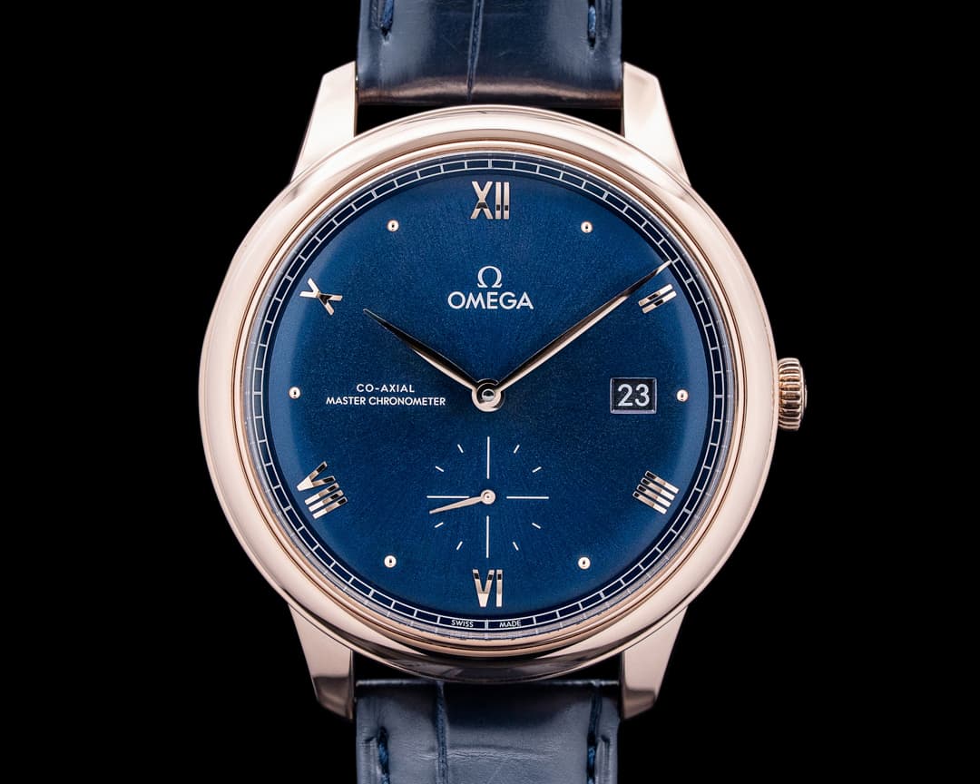 Omega De Ville Prestige 18K Sedna Gold Blue Dial