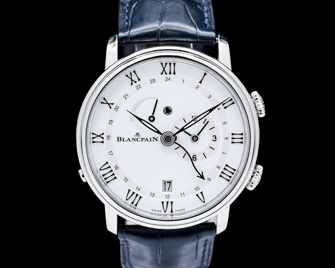 Image of Blancpain 6640 Villeret Reveil GMT SS White Dial