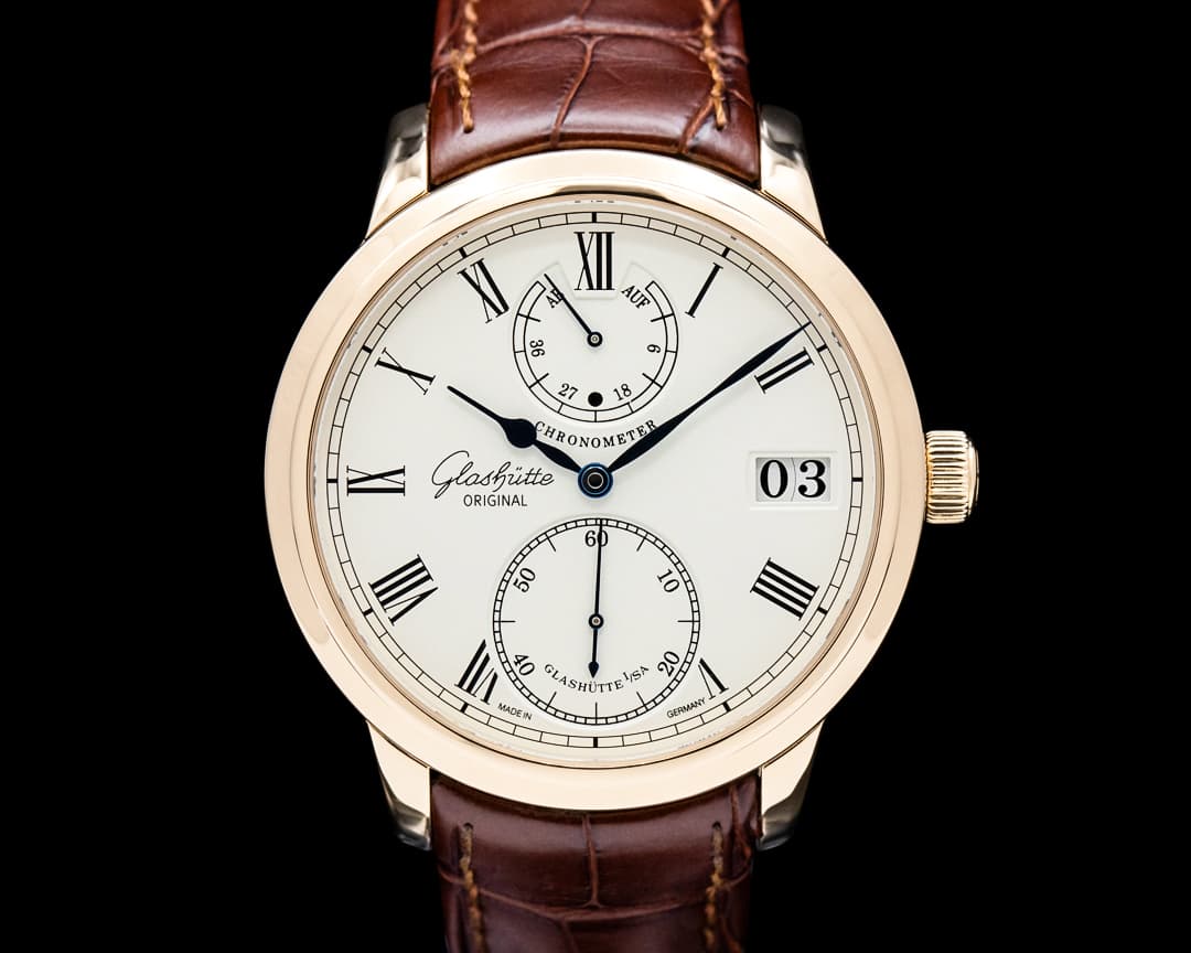 Glashutte Original Senator Chronometer 18K Rose Gold Silver Dial