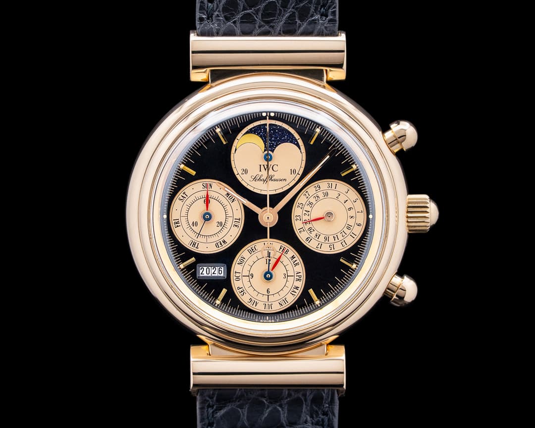 IWC Da Vinci Perpetual Calendar Chronograph 18K Rose Gold Black Dial