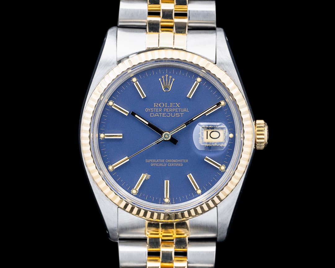 Rolex 16013 Datejust 18K YG / SS Blue Dial Circa. 1986