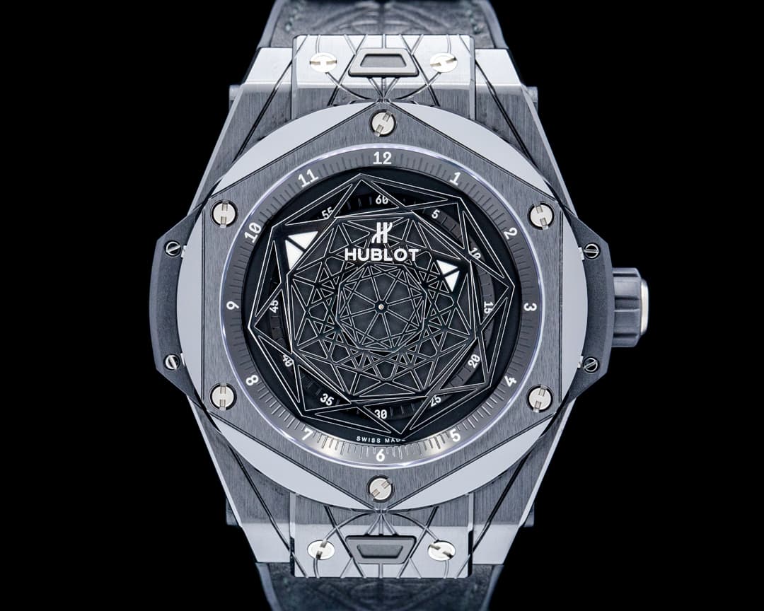 Hublot Big Bang Unico Sang Bleu II Ceramic Black Geometric Tattoo Dial LIMITED
