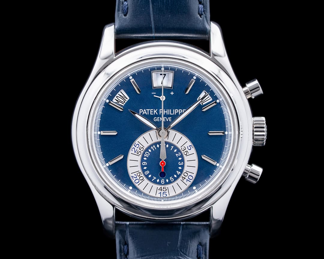 Patek Philippe 5960P Annual Calendar Chronograph Platinum Blue Dial