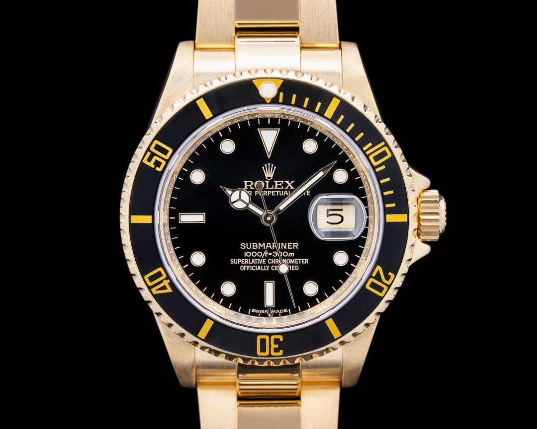 Rolex 16618 Submariner Date 18K Yellow Gold Black Dial Circa. 2006