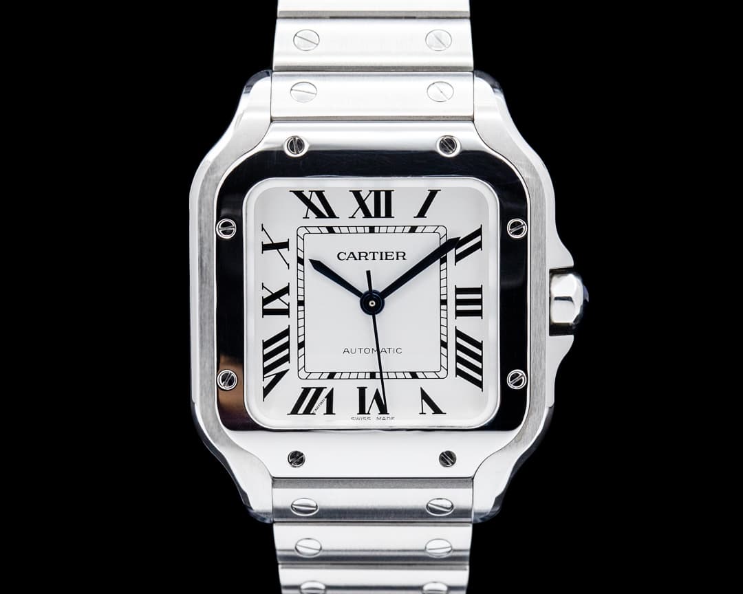 Cartier WSSA0029 Santos de Cartier Medium SS Silver Opaline Dial