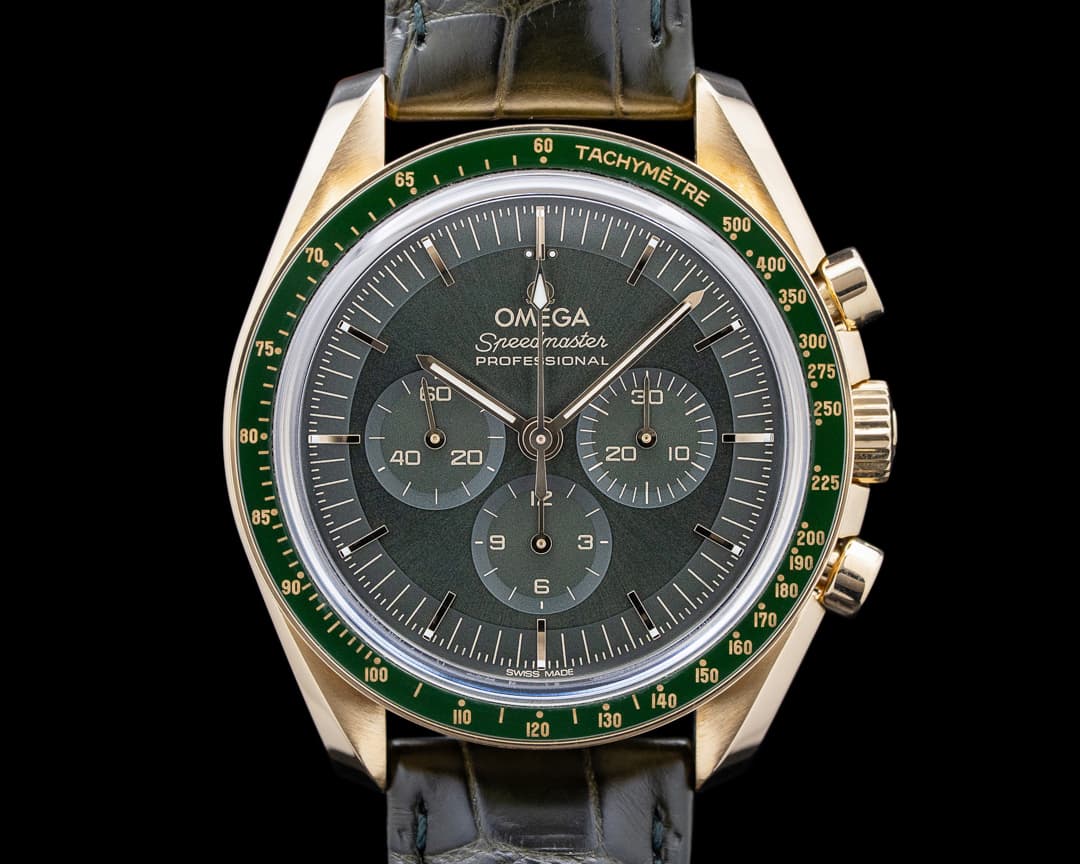 Omega Speedmaster Moonwatch Professional 18K Moonshine Gold Green Dial